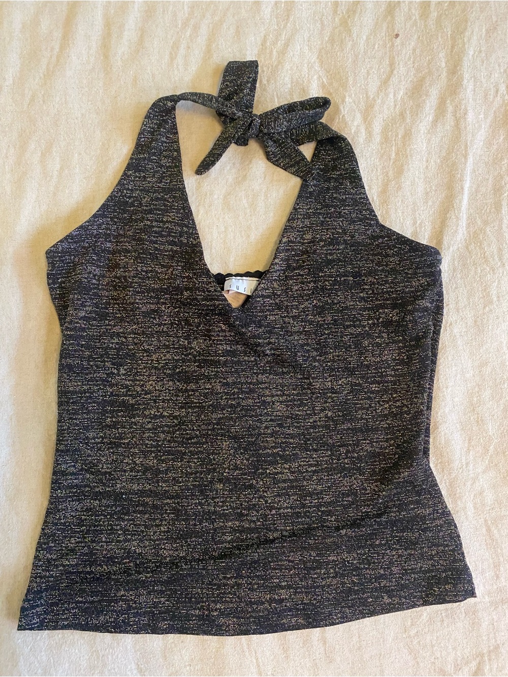 vintage 1990s  metallic halter made in USA